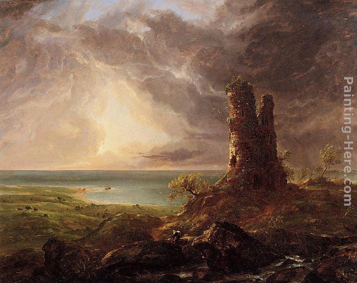 Thomas Cole Romantic Landscape with Ruined Tower